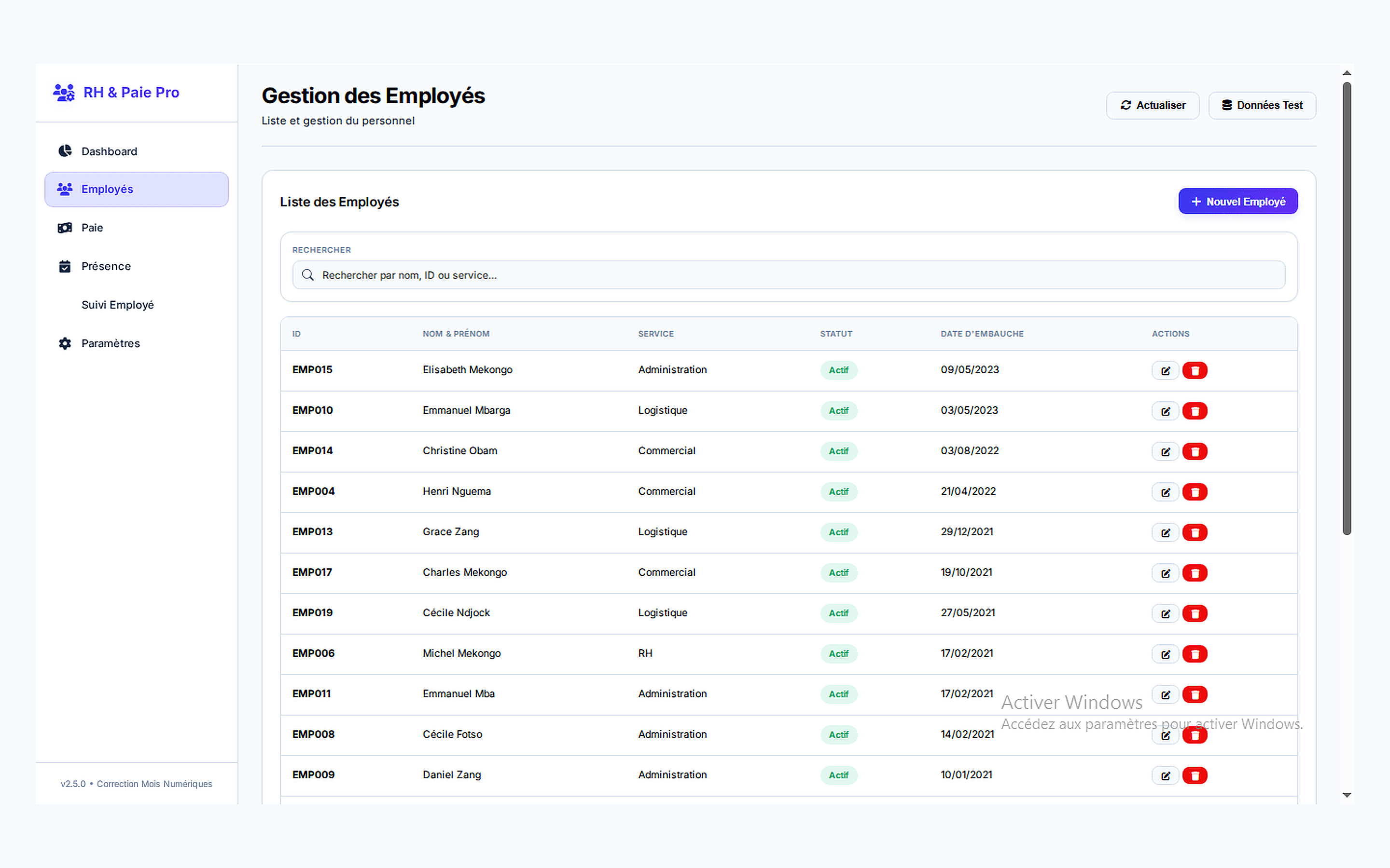 RH & Paie Pro : Dashboard RH Complet - Aperçu 2