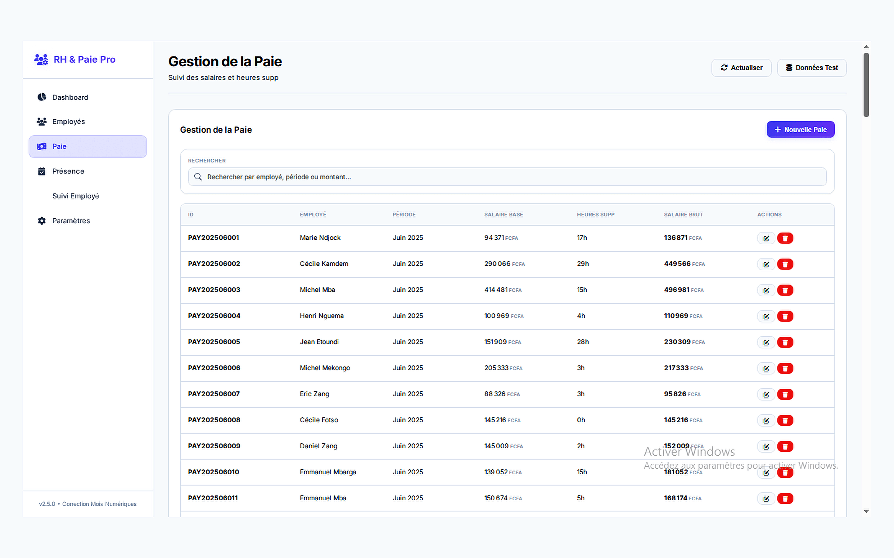 RH & Paie Pro : Dashboard RH Complet - Aperçu 3